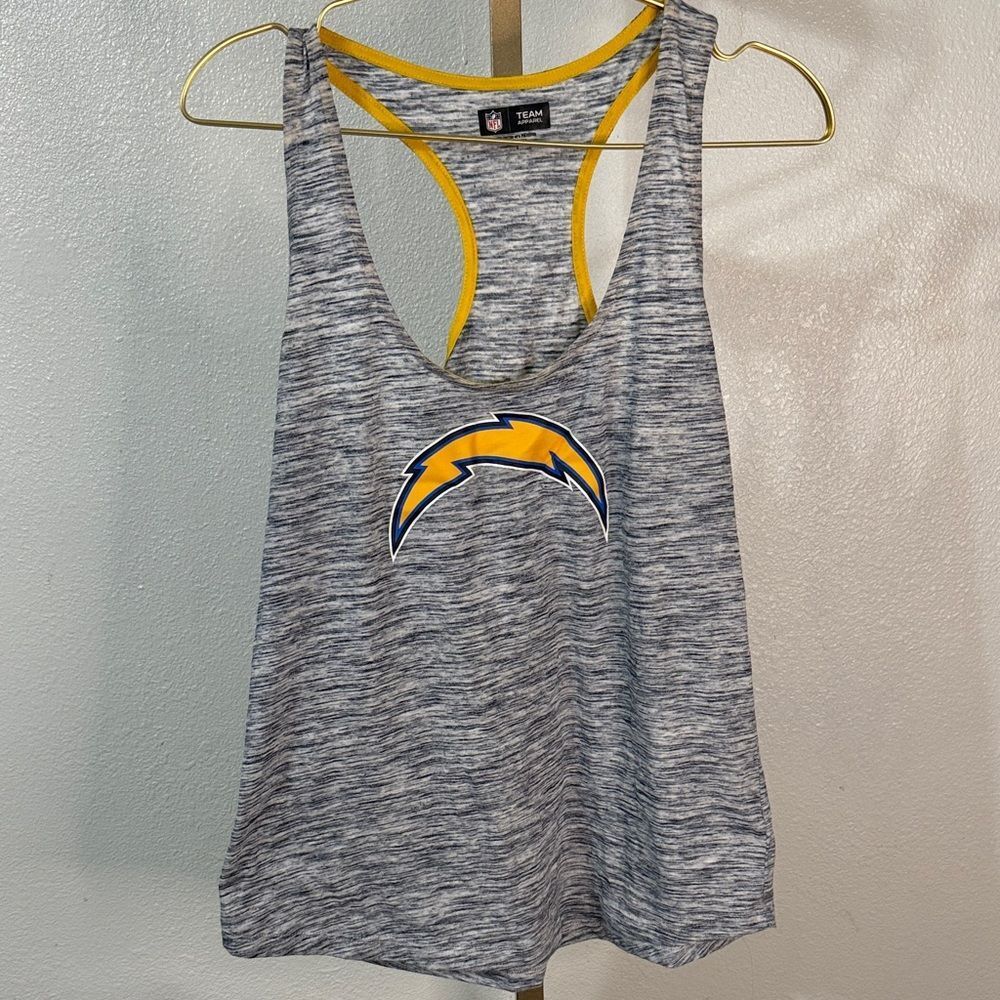 NFL CHARGERS Team Apparel Heathered Gray and Yellow Top